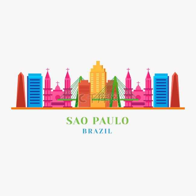 圣保罗巴西城市天际线彩色建筑