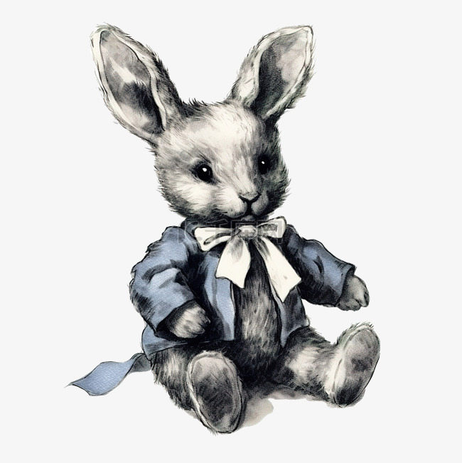 老式玩具兔子的绘图