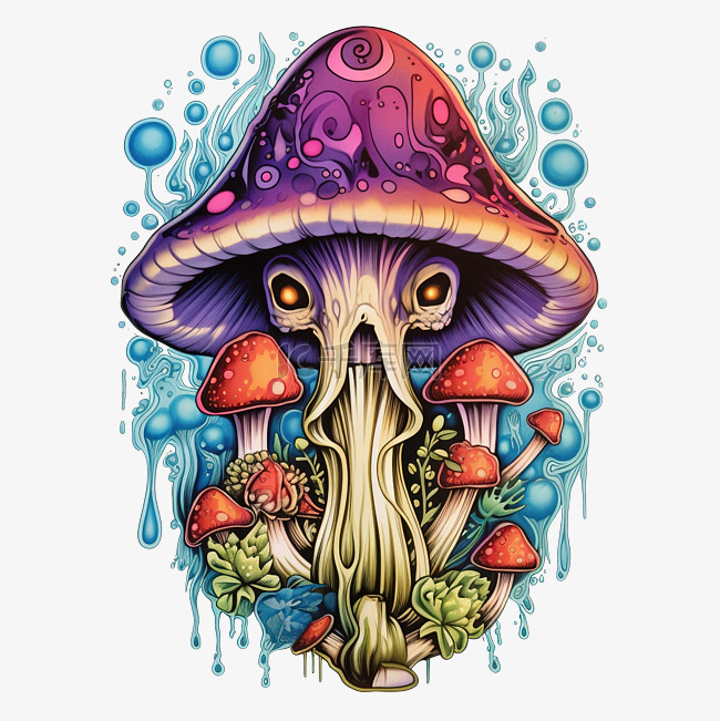 魔法蘑菇临时纹身贴纸万圣节gr