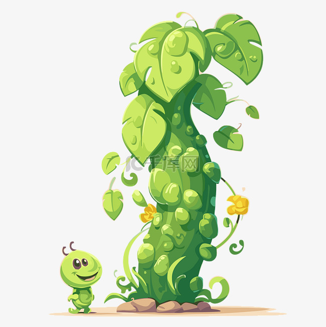 豆秆剪贴画绿色蠕虫旁边的绿色豌