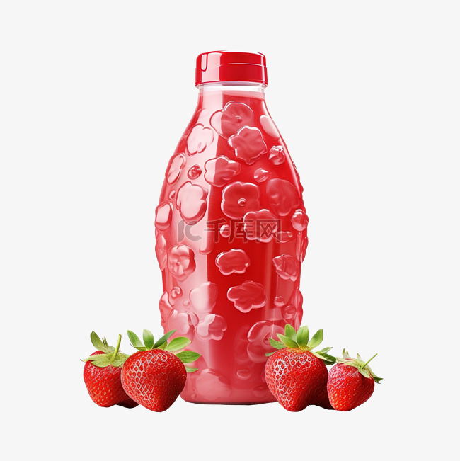 草莓甜瓶3D渲染