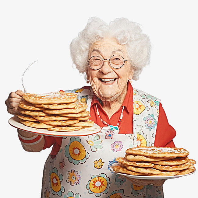有趣的奶奶在节日餐桌上提供新鲜