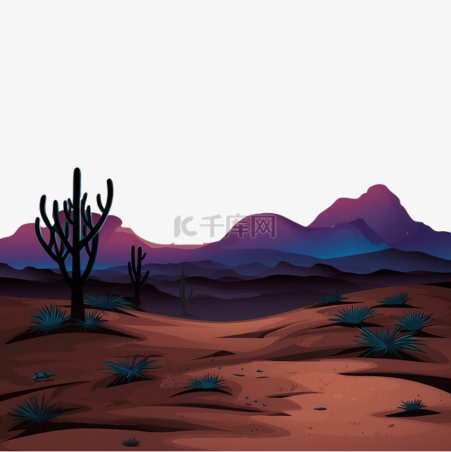 沙漠黄昏时光插画