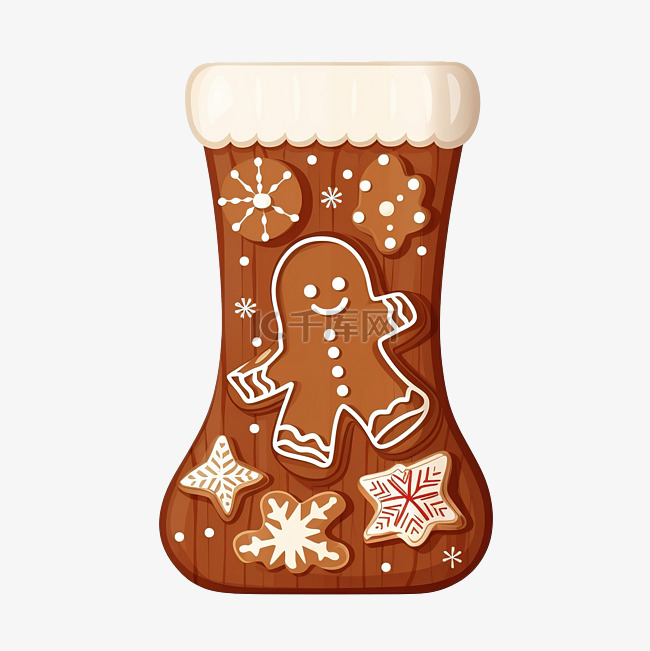 姜饼香料蛋糕圣诞袜子长袜平面矢