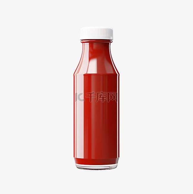 一个带有白色贴纸的红色番茄酱瓶