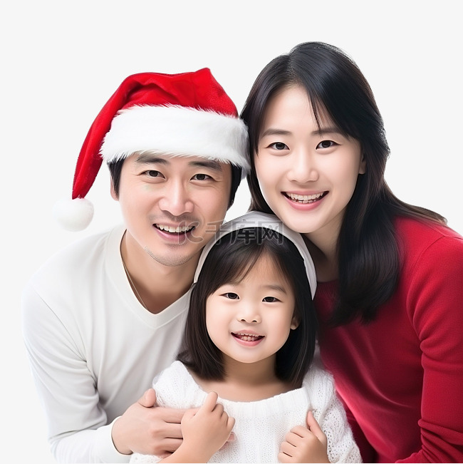 亚洲幸福家庭在家一起庆祝圣诞节