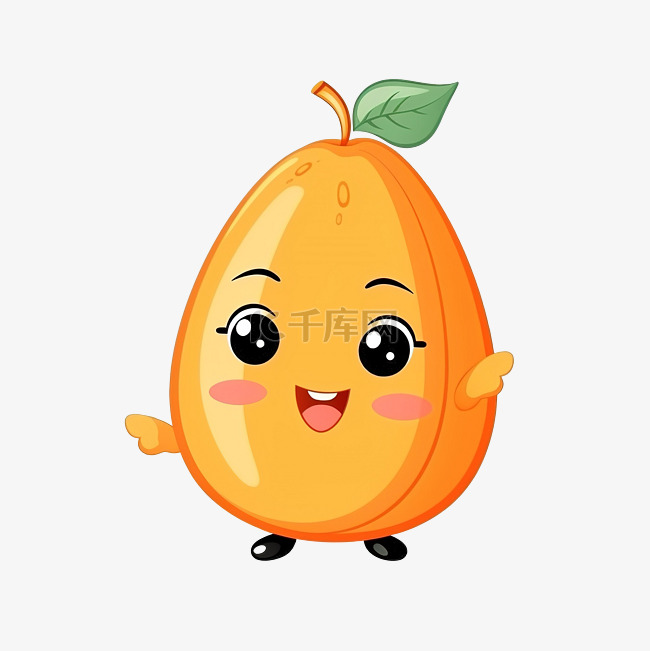 可爱微笑卡通水果多彩人物木瓜