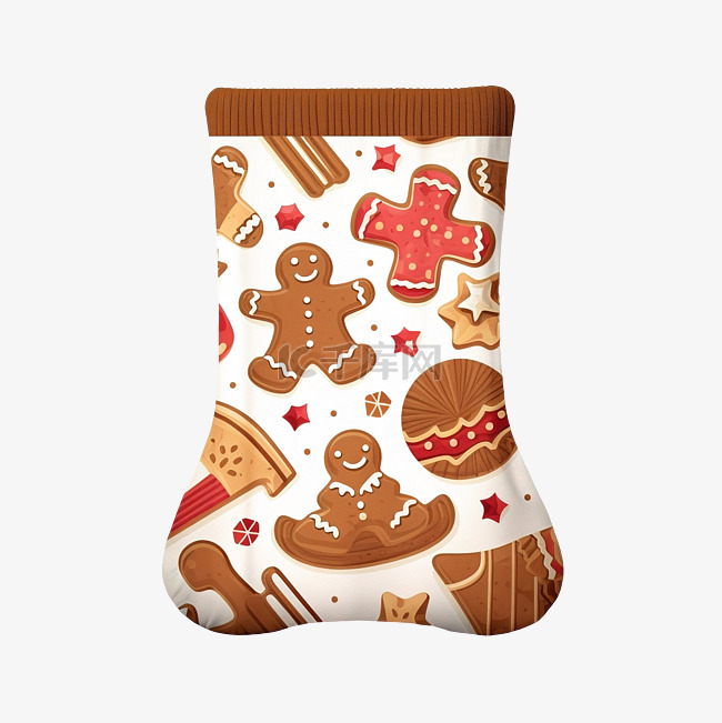 姜饼香料蛋糕圣诞袜子长袜平面矢