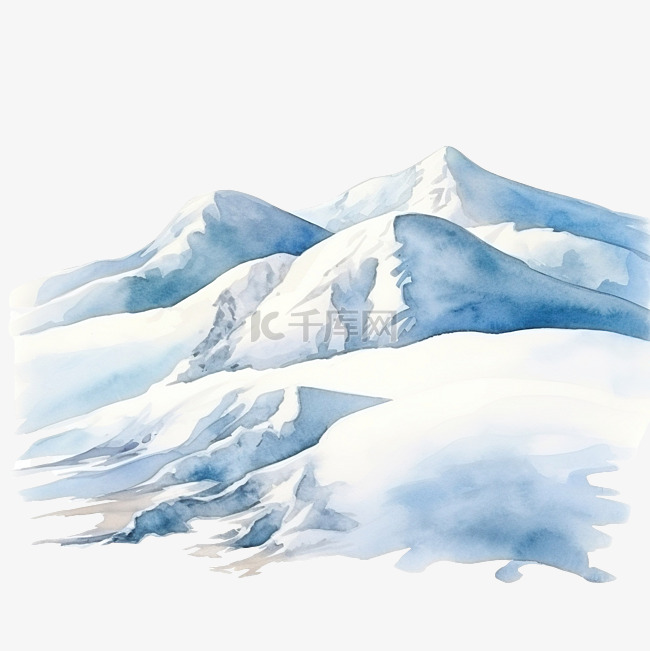 冬天飘雪的水彩插画