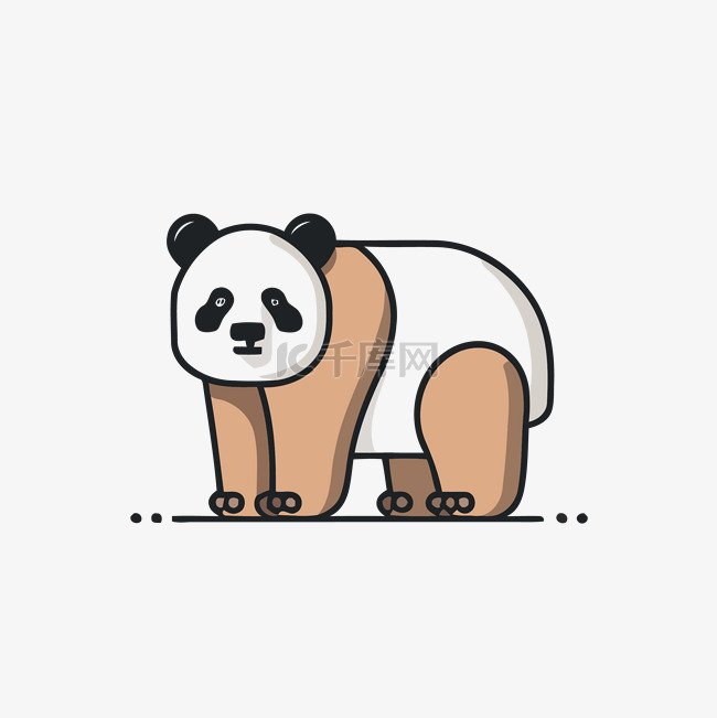 长尾巴的熊猫图标 向量