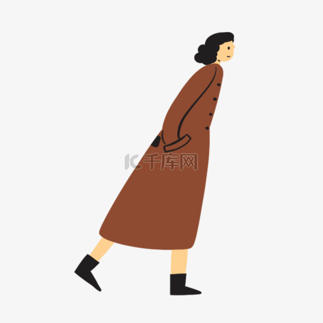 穿大衣的散步的女人