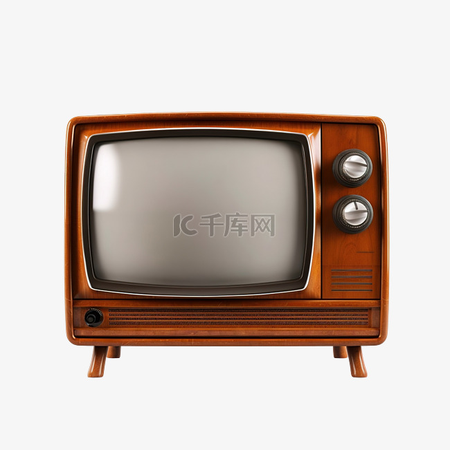 棕色经典旧木制电视