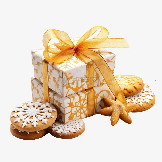 圣诞节概念与手工饼干和礼品盒