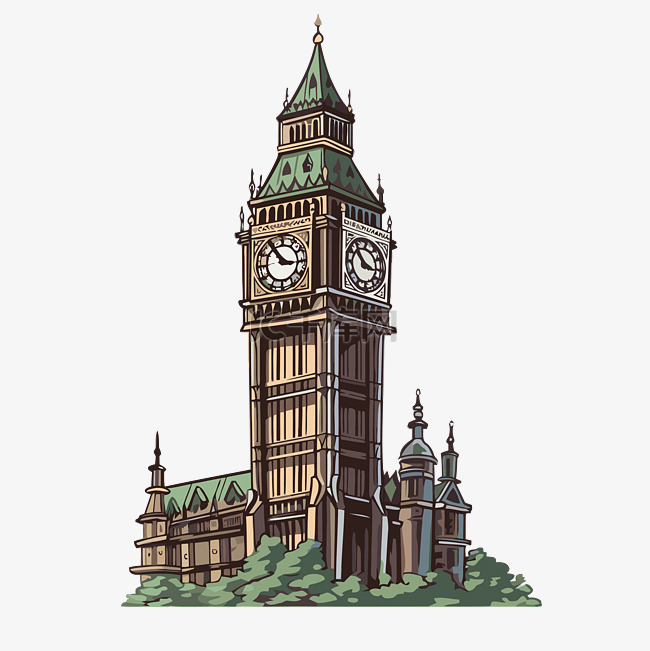 伦敦卡通大本钟塔的大本钟剪贴画