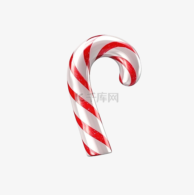 拐杖糖银色和红色闪光圣诞节3D