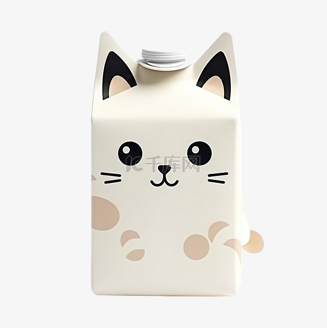 可爱的盒装牛奶和猫爪