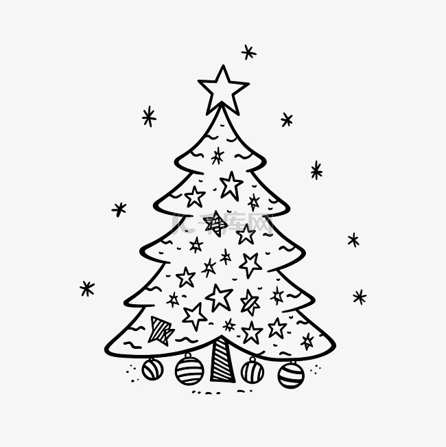 PNG圣诞树，带有星星花环和装