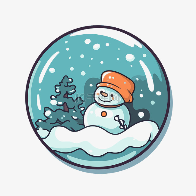 插图描绘了一个玻璃碗里的雪人 
