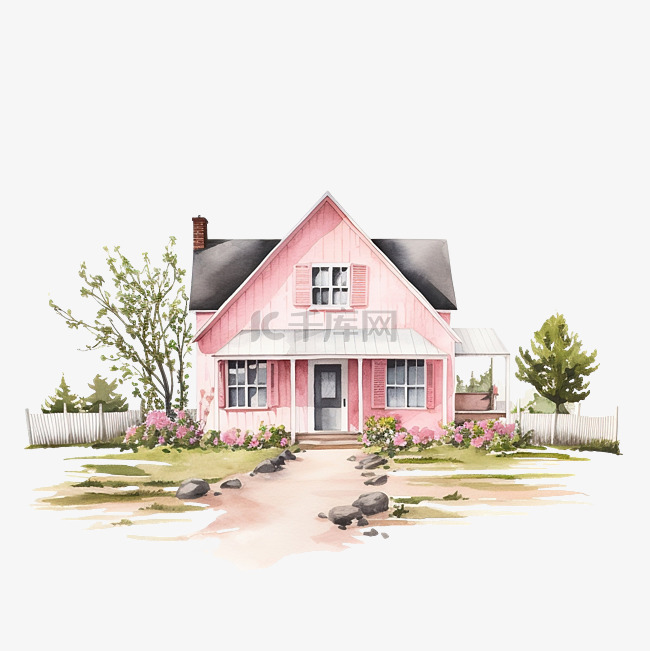 粉红色的农舍