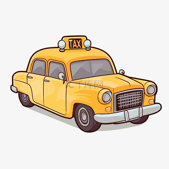 卡通出租车图标矢量图