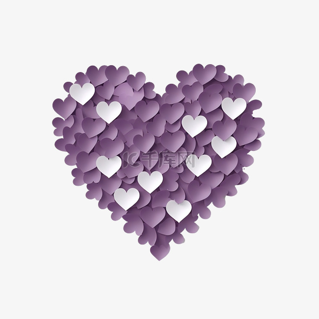 白色和紫心剪纸风格