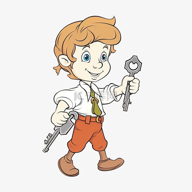 儿童用钥匙给童话故事皮诺曹的人