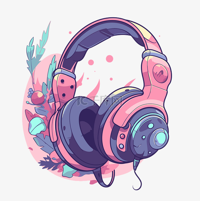 游戏耳机剪贴画粉红色耳机与粉红