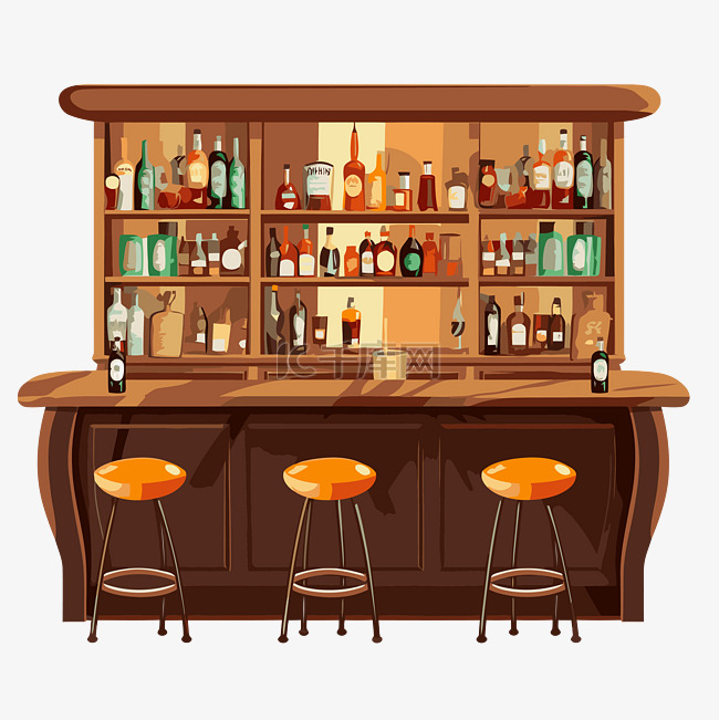酒吧剪贴画酒吧，上面有几个凳子