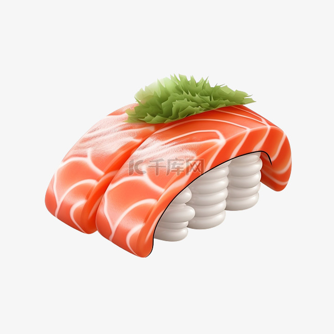 日本物品寿司三文鱼插图 3d
