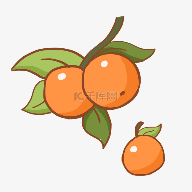 橘子水果手绘卡通免抠元素