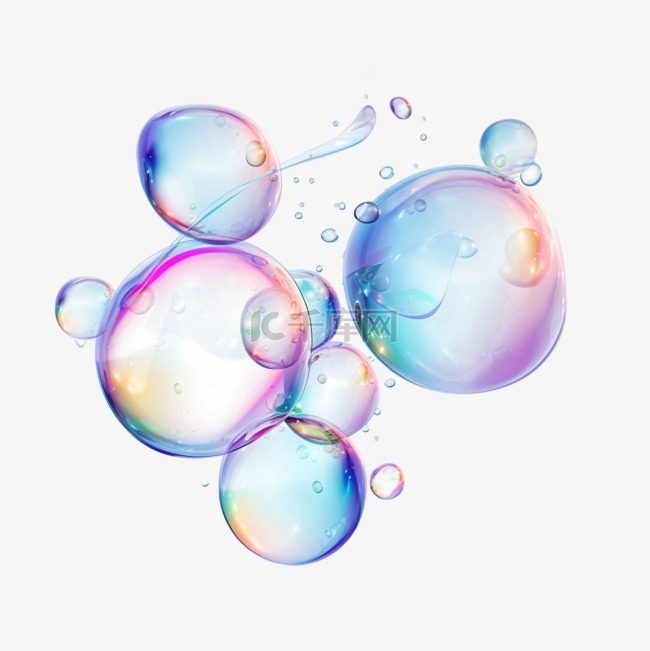写实彩色水泡元素立体免抠图案