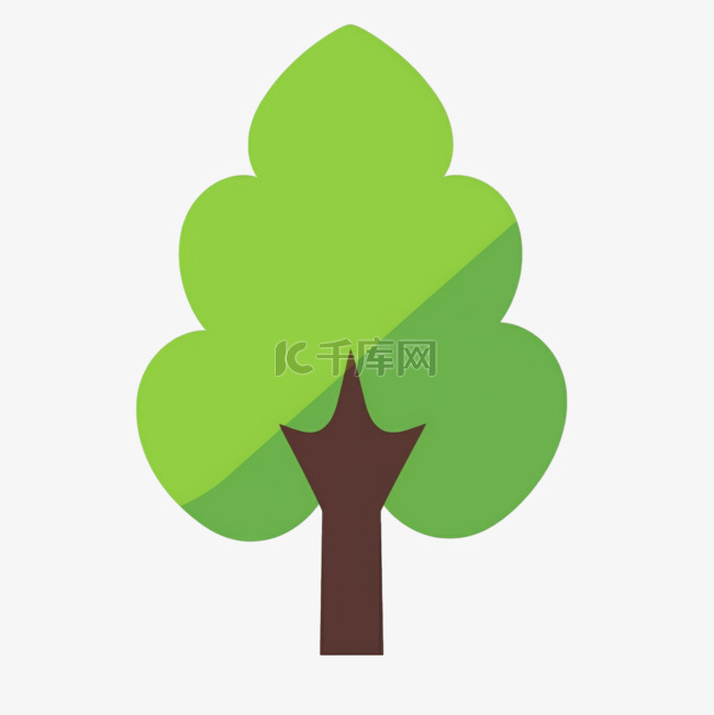 春天植树节卡通手绘绿色树木14