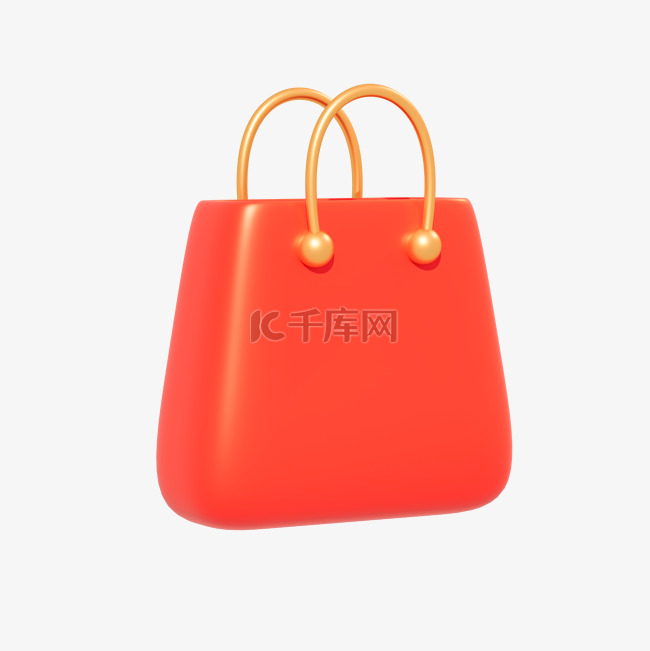 3D购物袋年货节购物立体红色p