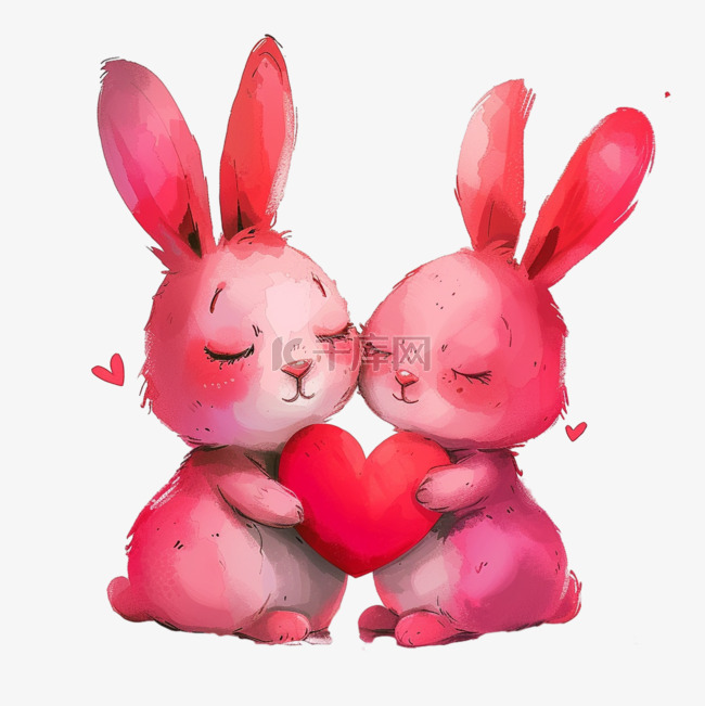 粉色可爱的小兔元素卡通手绘