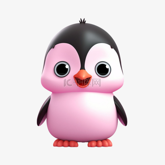 真实粉色企鹅元素立体免抠图案