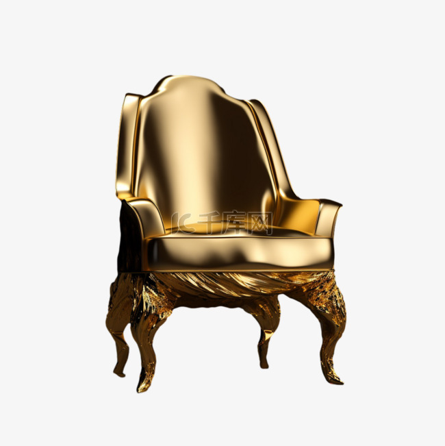 造型金色桌椅元素立体免抠图案