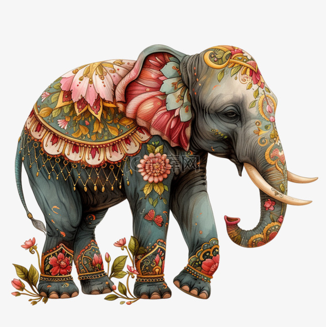 大象动物手绘插画免抠元素