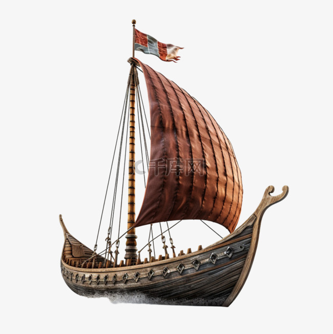 矢量古代帆船元素立体免抠图案