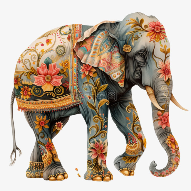 大象动物手绘免抠元素插画