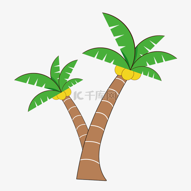 夏天沙滩植物椰树椰子免抠素材