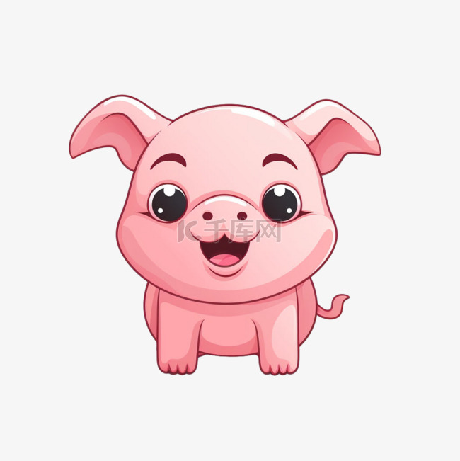 粉色小猪元素立体免抠图案真实