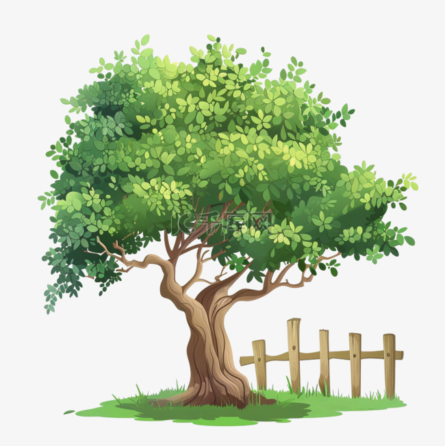 植树节大树卡通风格免抠元素