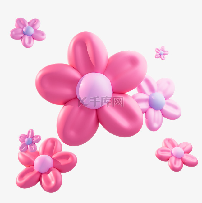 妇女节女神节粉紫色花朵3D立体