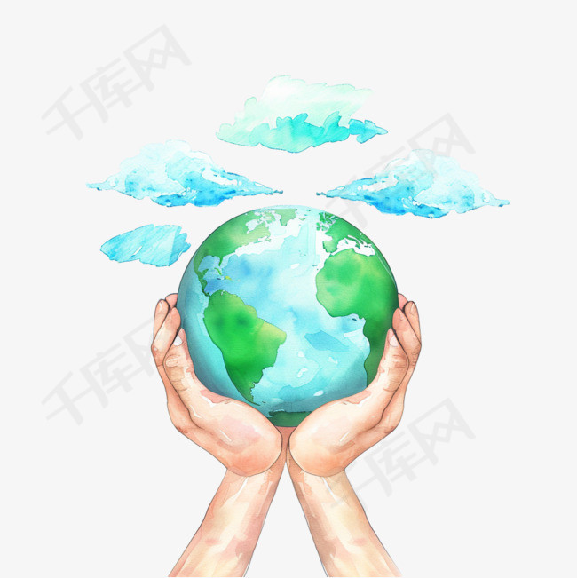 元素世界地球日双手捧着地球手绘