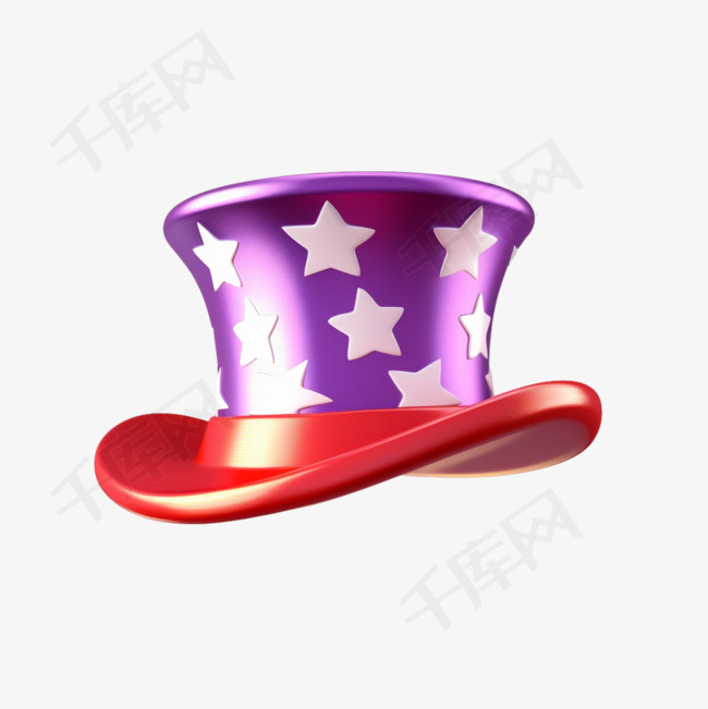 3d紫色愚人节魔术帽子PNG素材