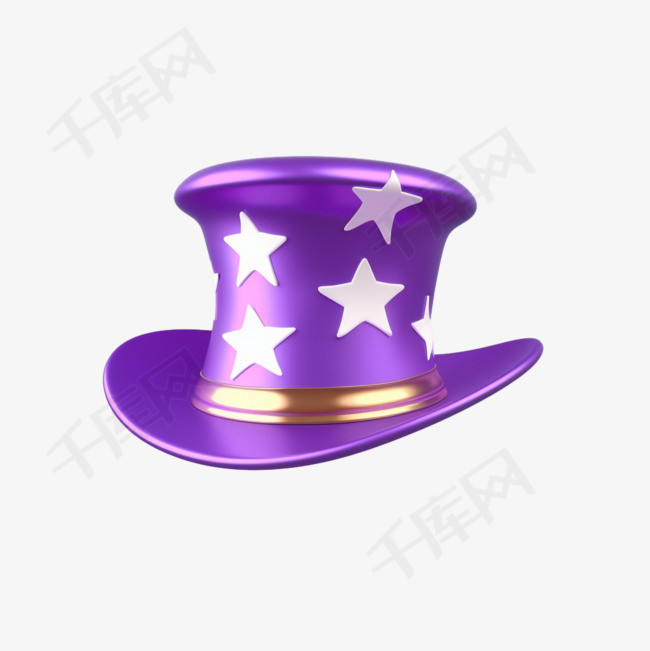 3d紫色愚人节魔术帽子设计