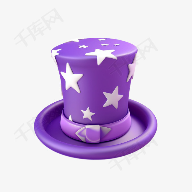 3d紫色愚人节魔术帽子免抠图片