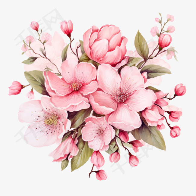 花朵粉色元素立体免抠图案