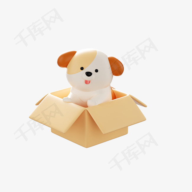 3d可爱纸箱小狗图片