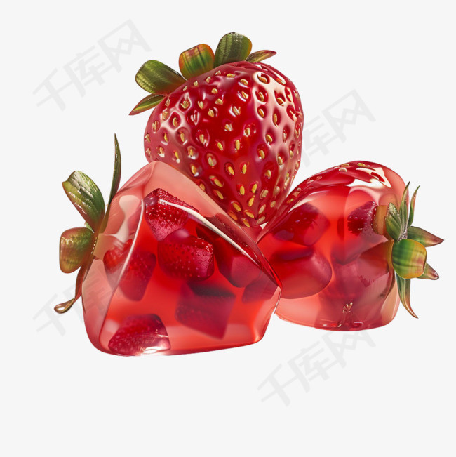 美味草莓元素立体免抠图案